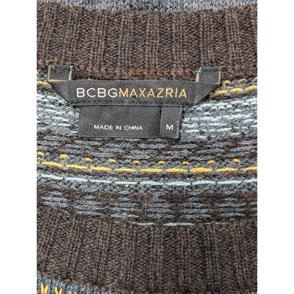 BCBG Fair Isle Knit Fair Isle Sweater Tunic Dress M Nordic Knit Y2K Cozy Scandi - Picture 8 of 10